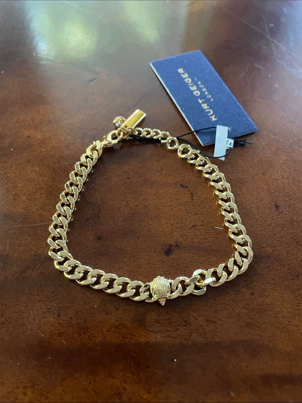 NWT KURT Geiger Gold Tone Chain Bracelet with Accent Logo Toggle